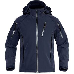 TacVasen‎ Hooded Tactical Jacket Blue Full Zip Water-resistant Sz L Men's
